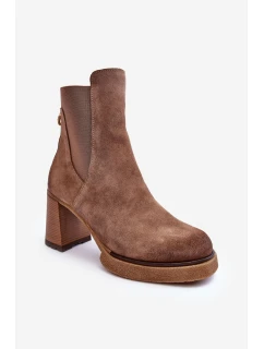 Kůže Botky Na Sloupku Hnědé model 21634850 - Boto