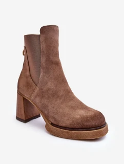 Kůže Botky Na Sloupku Hnědé model 21634850 - Boto