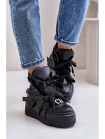 Kožené Dámské Sneakersy Na Masivní Platformě model 21673898 Černé - CheBello