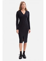 B307 Pletené tužkové šaty - černé