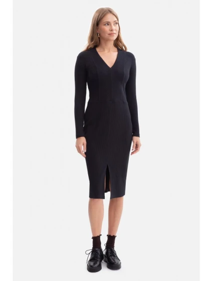 B307 Pletené tužkové šaty - černé B307 Pletené tužkové šaty - černé