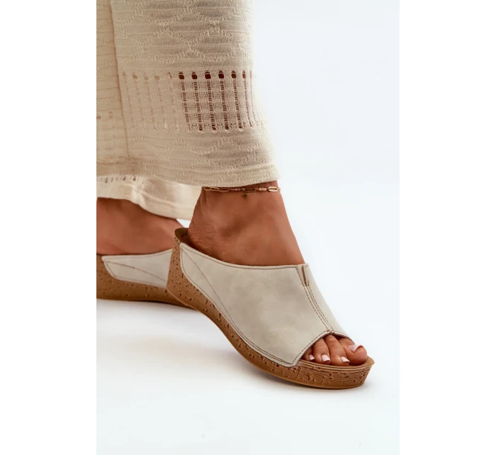 Pohodlné dámské pantofle na klínku Inblu Béžová Pohodlné dámské pantofle na klínku Inblu Béžová