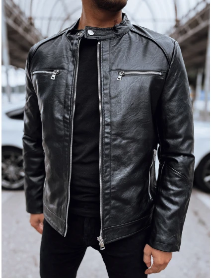 Pánská kožená bunda černá FashionStreet TX4713 Pánská kožená bunda černá FashionStreet TX4713