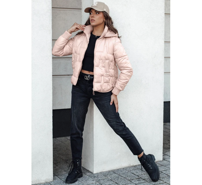 Dámská zimní bunda krátká prošívaná s kapucí růžová Dstreet model 21980759 - FashionStreet
