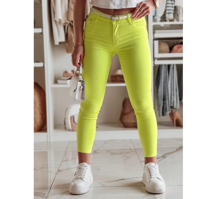 Dámské úzké kalhoty s páskem VIVASKIN žlutá FashionStreet UY2461