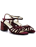 Dámské sandály na jehlovém podpatku bordó D&A by S.Barski SR61-0102