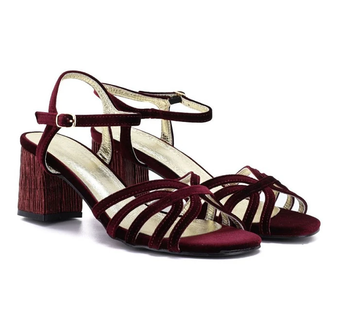 Dámské sandály na jehlovém podpatku bordó D&A by S.Barski SR61-0102