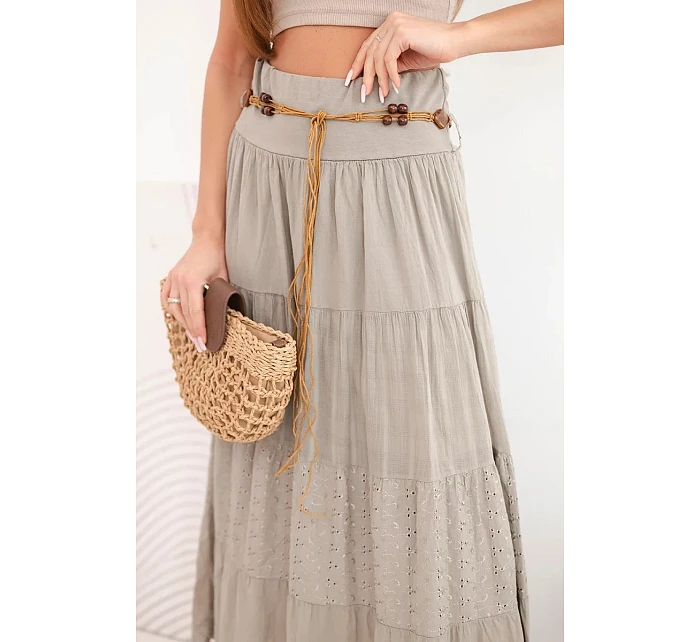 Dámská maxi bavlněná sukně s model 22048773 výšivkou a elastickým pasem fango - K-Fashion