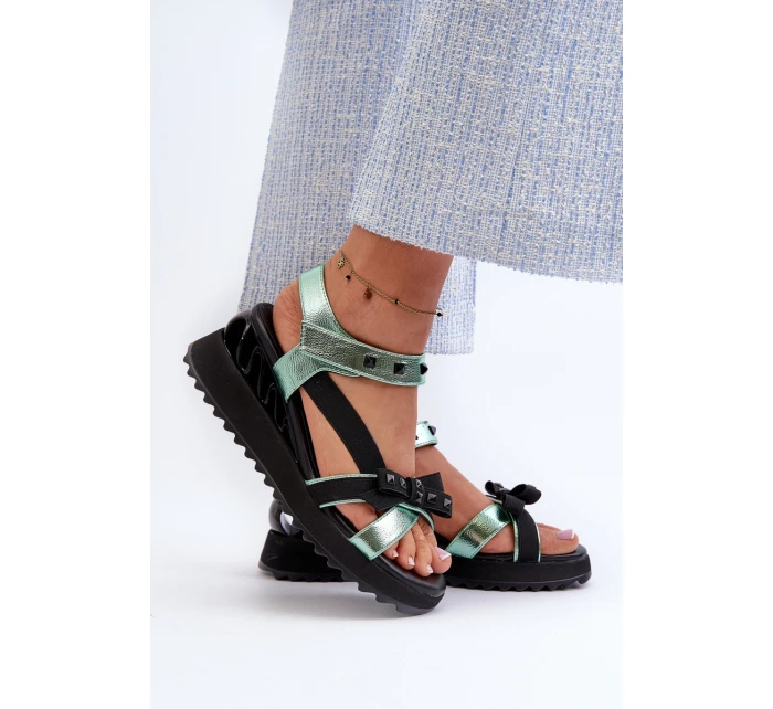 Dámské Sandály S Mašlí D&A CR956 Zelené