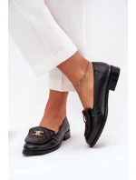 Kožené mokasíny se zlatou ozdobou černé model 21686509 - Laura Messi