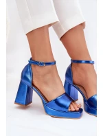 Dámské Sandály Na Podpatku Modré model 21703024 - Boto Dámské Sandály Na Podpatku Modré model 21703024 - Boto