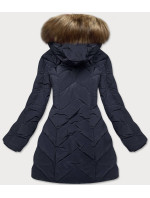 Tmavě modrá dámská zimní bunda s kapucí (M-21308)