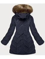 Dámská zimní bunda s kapucí tmavě modrá (m-21308)