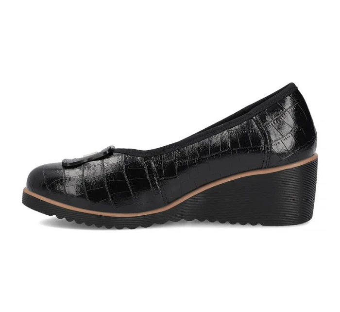 Černé kožené lodičky Filippo DP7661/26 BK na podpatku