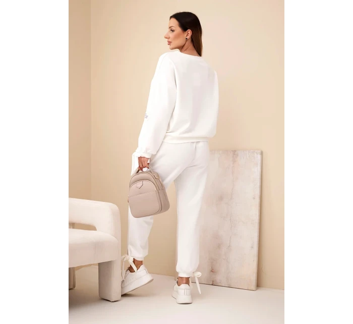 Dámská souprava máslová z viskózy s vázáním ecru