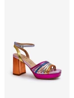 Dámské sandály na podpatku D&A CR920 Multikolor