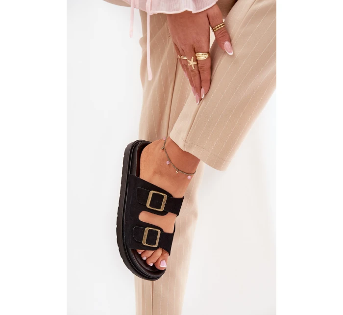 Dámské Pantofle S Přezkami Na Černé model 21688690 - Boto Dámské Pantofle S Přezkami Na Černé model 21688690 - Boto