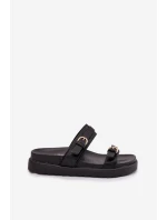 Dámské pantofle se pásky a zlatými sponami Černé model 22032154 - Boto