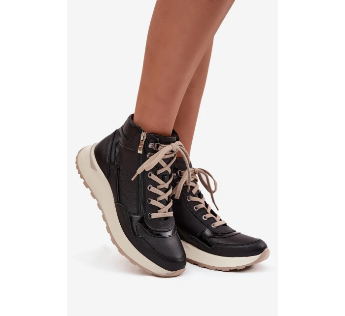 Dámské sportovní botky na platformě Zazoo – černé Dámské sportovní botky na platformě Zazoo – černé