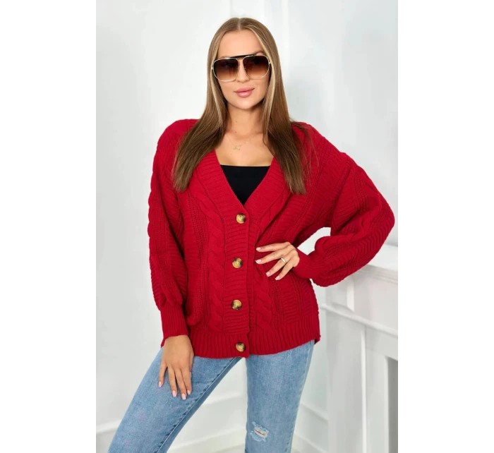 Svetr na knoflíky model 20774210 červený - Kesi Svetr na knoflíky model 20774210 červený - Kesi