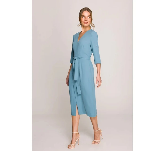 Šaty S396 zavazovací tyrkysově modré - Stylove Šaty S396 zavazovací tyrkysově modré - Stylove