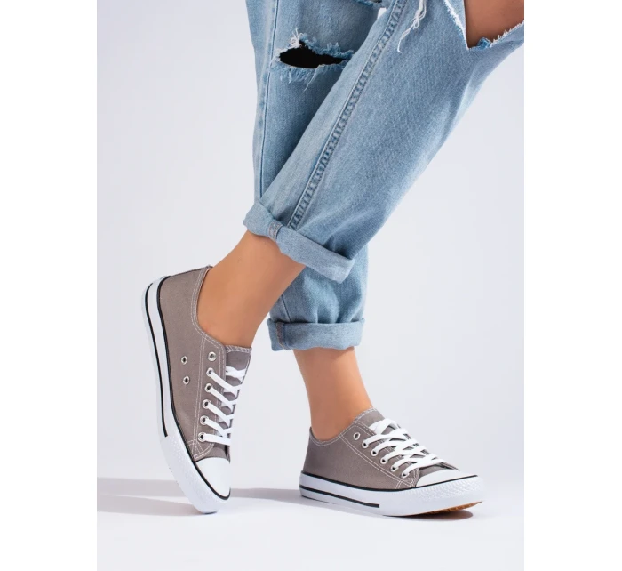 Luxusní šedo-stříbrné tenisky dámské bez podpatku Luxusní šedo-stříbrné tenisky dámské bez podpatku