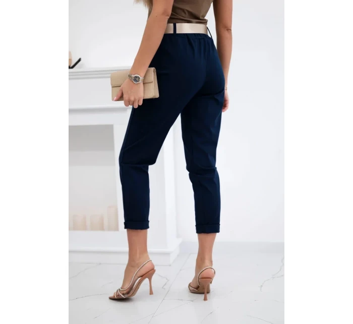 Kalhoty Puntor s páskem námořnická modř