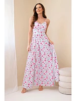 Dámské maxi šaty s květinovým vzorem na ramínkách se zavazováním na zádech modré Dámské maxi šaty s květinovým vzorem na ramínkách se zavazováním na zádech modré