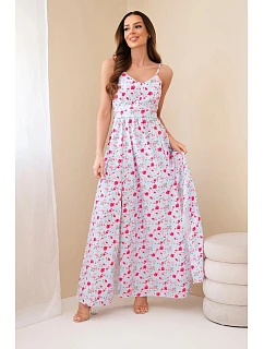 Dámské maxi šaty s květinovým vzorem na ramínkách se zavazováním na zádech modré