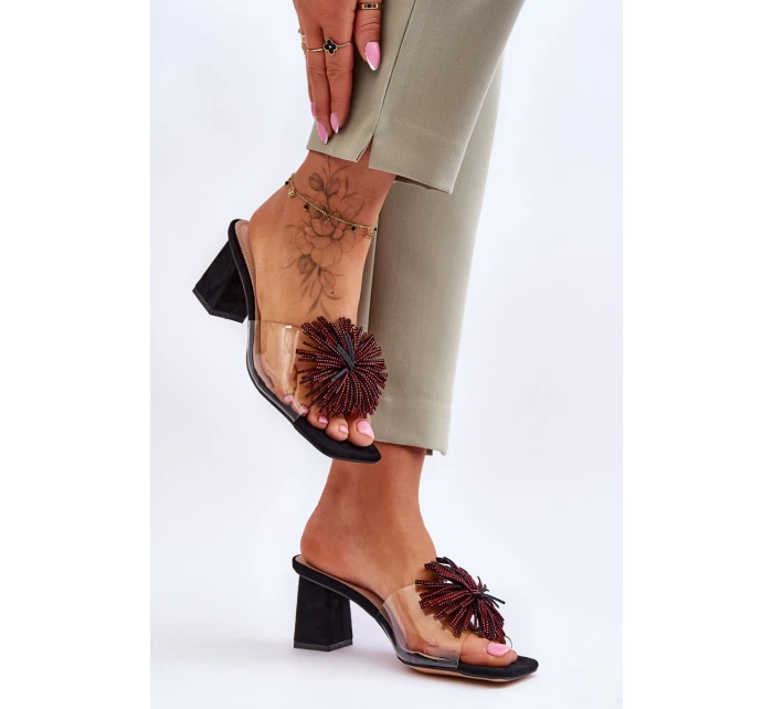 Módní pantofle na vysokém podpatku Černá model 21617785 - S.Barski Módní pantofle na vysokém podpatku Černá model 21617785 - S.Barski