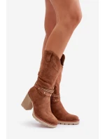 Dámské Kozačky Do  Na Podpatku Zateplené Camel model 21672457 - Boto