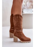 Dámské Kozačky Do  Na Podpatku Zateplené Camel model 21672457 - Boto