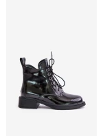 Kožené Lakované Kotníkové Boty S Černé model 21675506 - EVENTO Kožené Lakované Kotníkové Boty S Černé model 21675506 - EVENTO