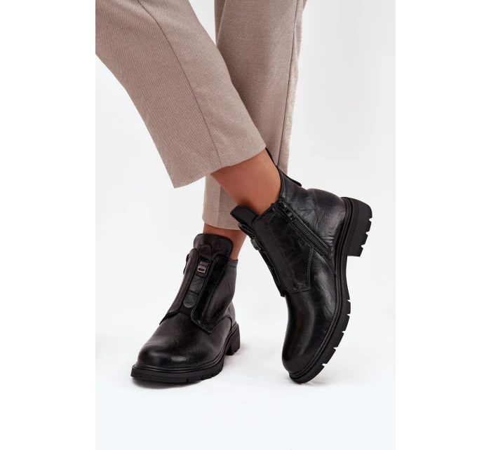 Zateplené dámské boty na zip s ozdobným detailem Černé model 21708398 - Boto Zateplené dámské boty na zip s ozdobným detailem Černé model 21708398 - Boto