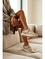 Kožené Semišové Dámské Tenisky Na Platformě  Béžové model 22073057 - VINCEZA