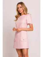 M855 Mini šaty s áčkovou linií - broskvové