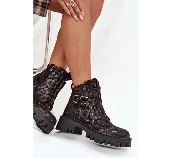 Dámské botky Artiker – černá/zlatá ozdobou, zateplené Dámské botky Artiker – černá/zlatá ozdobou, zateplené