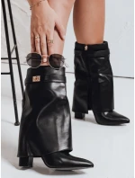 Dámské kozačky na jehlovém podpatku s širokým svrškem černé Dstreet model 21992361 - FashionStreet