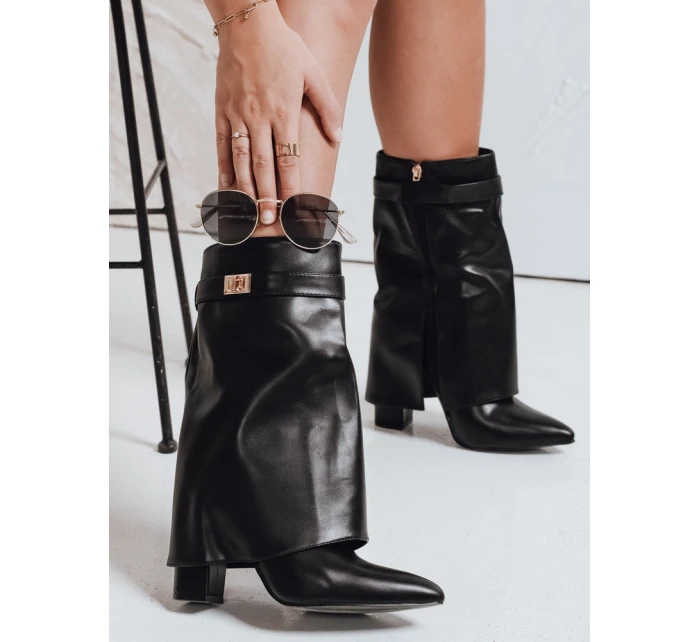 Dámské kozačky na jehlovém podpatku s širokým svrškem černé Dstreet model 21992361 - FashionStreet