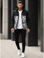 Pánská prošívaná zimní bunda s kapucí černá model 21995772 - Dstreet