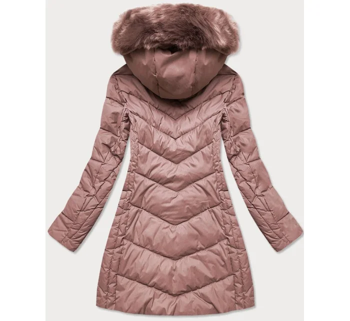 DŁUGA PIKOWANA KURTKA DAMSKA ZIMOWA RÓŻ model 21241982 - Libland