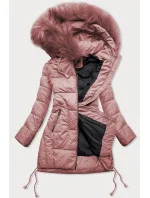 PIKOWANA DAMSKA KURTKA ZIMOWA Z KAPTUREM RÓŻ model 21242042 - Libland