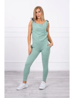 Kalhoty/oblek s nápisem selfie tmavě mátový