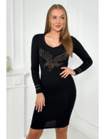 Pletené šaty s motivem orla černé Pletené šaty s motivem orla černé