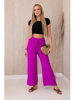 Kalhoty s širokým pasem tmavě fialová