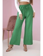Viskózové kalhoty se širokými nohavicemi světle zelená