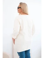 Dámská blůza Plus Size s delším zadním dílem a dlouhým rukávem světle béžová Dámská blůza Plus Size s delším zadním dílem a dlouhým rukávem světle béžová