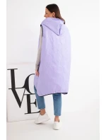 Dámská prošívaná vesta Plus Size s kapucí na zip světle fialová