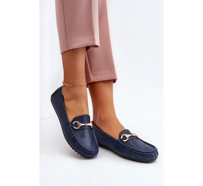Dámské klasické mokasíny z ekokože v tmavě modré model 21651212 - Boto