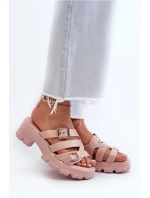 Dámské Pantofle Na Nízkém Podpatku  Růžové model 21661812 - Zaxy